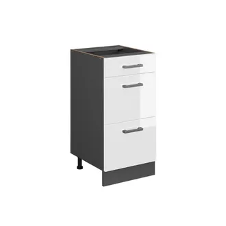 Vicco Mueble Bajo De Cocina R-line, Blanco Alto Brillo, 40 Cm Con Cajones, Sin Encimera Vicco