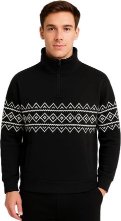 Generic Mens Premium Quarter Zip Sweatshirt - Long Sleeve Pullover Cotton Blend Jumper Sizes S-3XL (UK, Alpha, 3XL, Regular, Regular, Jet Black/White)