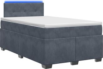 vidaXL Cama Con Base Tapizada, Colch&oacute;n Y Luz Led Gris Oscuro Vidaxl