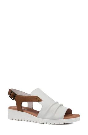 Django & Juliette Madis Low Wedge Sandal in White/Dark Tan Leather at Nordstrom, Size 40