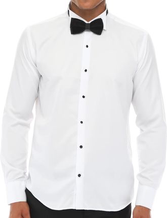 TruClothing White Wing Collar Double Cuff Piping Shirt