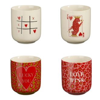 MiCa Decorations Taza con plato rosa h9xb7.5xl7.5cm