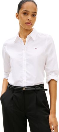 Tommy Hilfiger Womens NOS Stretch Regular LS Shirt WW0WW43577 L/S Shirt, Th Optic White, 46