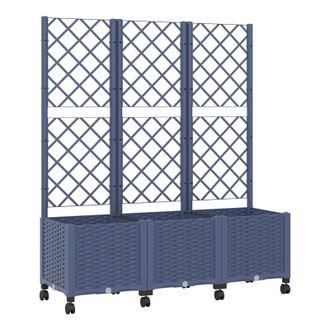 vidaXL Jardinera Con Enrejado Y Ruedas Gris Azulado 120 X 40 X 146 Cm Vidaxl