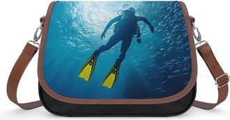 Generic Hawaii Diver And Fish Crossbody Bags for Women Shoulder Messenger Bag Purse Handbags