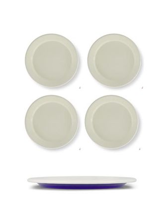 Elifle Two Tone Enamel Dinner Plate - Set of 4 in Royal Blue & Ivory at Nordstrom