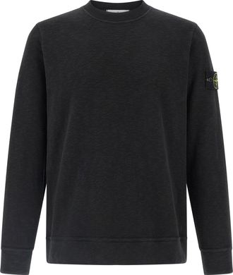 Stone Island Cotton Felpe Nero-Uomo