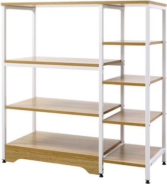 HOMCOM Homcom - Estante de Cocina Estanter&iacute;a para Microondas Multiusos con 7 Estantes de Almacenamiento para Utensilios Libros Plantas 90x40x95 cm Madera