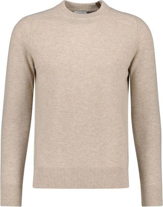 Profuomo Zachte Wol Ronde Hals Trui - Heren - Ronde hals truien - Beige - S - Wol - Truien & Vesten