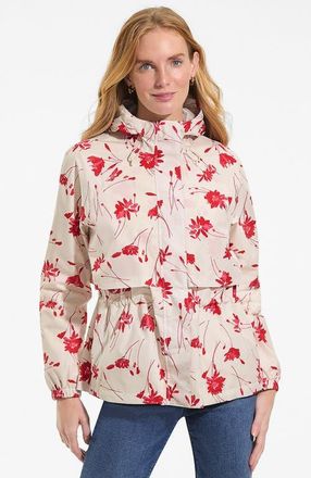 Lands End Squall Packable Rain Jacket in Ivory Latte Tossed Floral at Nordstrom, Size X-Large P
