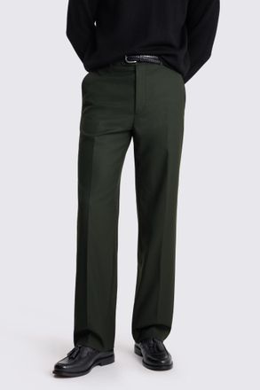 Moss Relaxed Fit Khaki Flannel Trousers