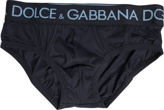 Dolce & Gabbana Dark Blue Logo Waistband Men Briefs Mens Underwear