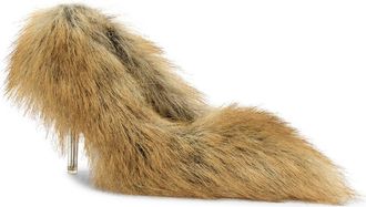 Azalea Wang Jameeck Faux Fur Stiletto Pump in Tan at Nordstrom, Size 6.5