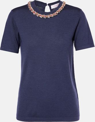 Carolina Herrera Embellished wool and silk sweater