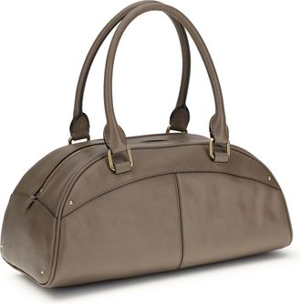 Chlo&eacute; Womens Bowling Handbag Deep Taupe Calf Leather Handbags Hand Bags