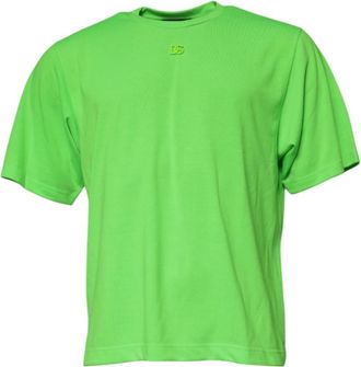 Dolce & Gabbana Neon Groen Logo T-shirt met Ronde Hals - Heren - T-shirts - Groen - 2XL - Polyester - Tops