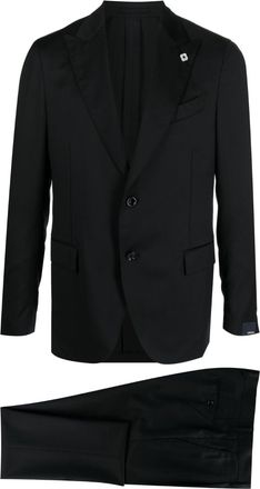 Lardini single-breasted wool suit - men - Wool/Polyester - 52 - Black