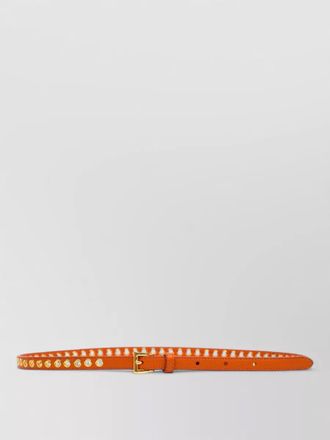 Prada skinny eyelet leather belt adjustable length