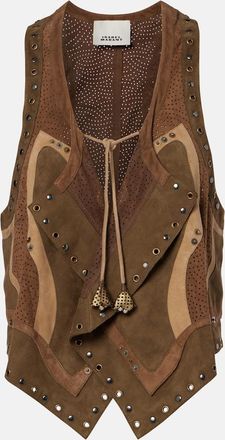 Isabel Marant Kelby studded patchwork suede vest