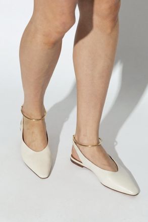 Jil Sander Leather Ballet Flats, Womens, Cream