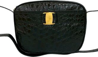 Ferragamo Pre-owned Ferragamo Croc Embossed Leather Vara Crossbody Ladies Z5TMU2TSVM4N9G8P