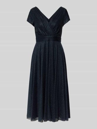 Vera Mont Midikleid mit V-Ausschnitt und Taillenband in Marine, Gr&ouml;&szlig;e 40