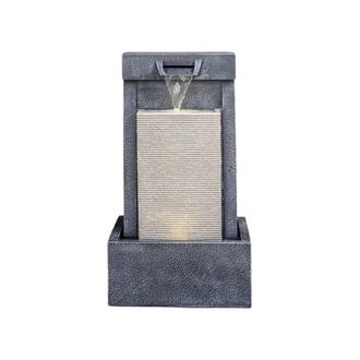 Ivyline Outdoor Contemporary Cube Water feature - L47 x W37 x H83 cm - Black