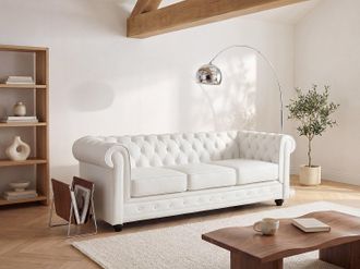 Vente-Unique Divano 2 posti in pelle di bufalo bianco - CHESTERFIELD