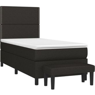 vidaXL Vidaxl - Cama Box Spring Con Colch&oacute;n Tela Negro 90x190 Cm