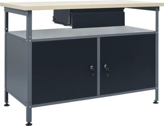 vidaXL Vidaxl - Banco De Trabajo De Acero Negro 120x60x85 Cm