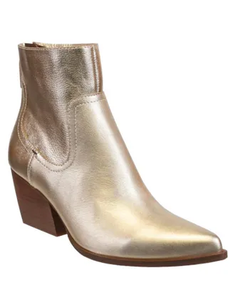 Naked Feet Womens Baton Heeled Boots In Soft Gold