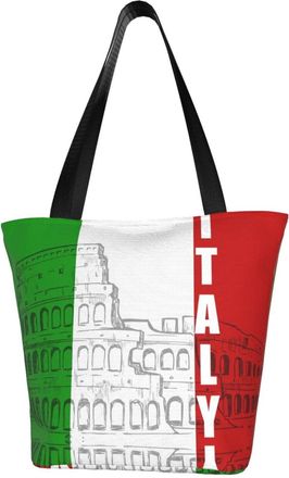 AOOEDM Italy Italian Flag Roman Colosseum Reusable Grocery Bag Shopping Bag Casual Shoulder Bag Handbag for Men Women ECO Market Bag Beach Bag Travel Totes