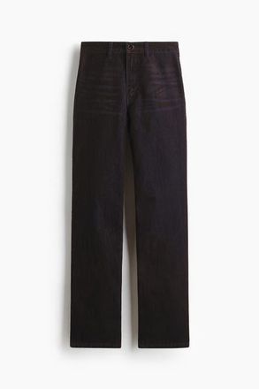 H&M Flocked Straight High Jeans in Dark Brown at Nordstrom, Size 10