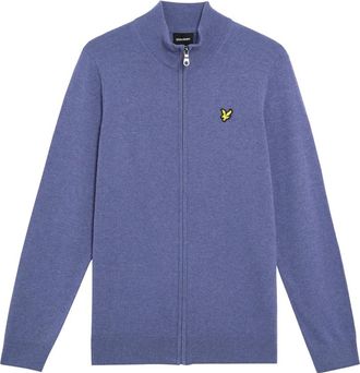 Lyle & Scott Truien & Vesten, Heren, Blauw, M, Wol, Mid Knits Lambswool Blend Zip door Cardigan