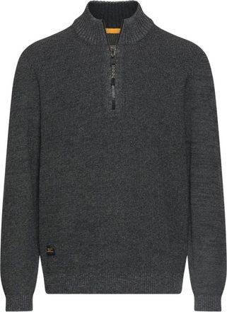 Camel Active Gebreide Troyer in gem&ecirc;leerde optiek - Heren - Truien - Grijs - Maat: 5XL Leer