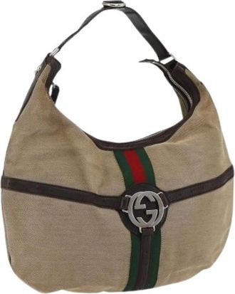 Gucci Pre-owned Vintage Schoudertas - Dames - Vintage Schoudertas - Beige - ONE Size - Leer - Vintage