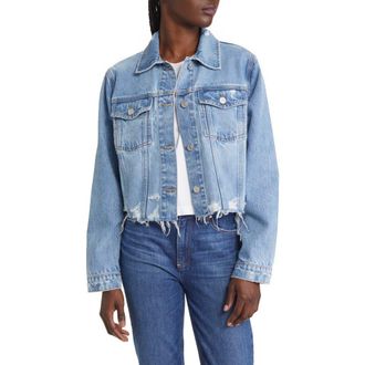 Frame Denim Ripped Distressed Denim Trucker Jacket in Rossum 2Year Rips at Nordstrom Rack, Size Large