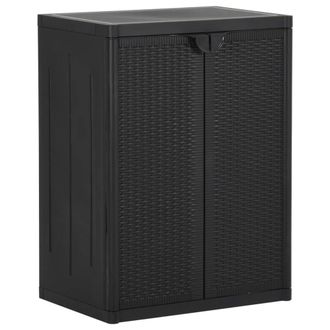 Berkfield Home Garden Storage Cabinet Black 65x45x88 cm PP Rattan | Size: 65 x 45 x 88 cm