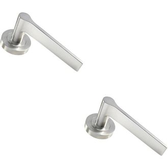 Loops 2x PAIR Straight Rounded Handle on Round Rose Concealed Fix Satin Nickel in Metallics