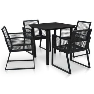 vidaXL Juego De Comedor De Jard&iacute;n 5 Piezas Rat&aacute;n Pvc Negro Vidaxl