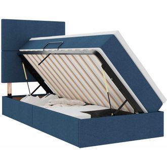 vidaXL Bed with Mattress with LED Blue 90 x 190 cm Polyester vidaXL