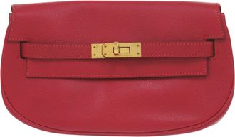 Herm&egrave;s Rouge Vif Courchevel Leather Clutch Bag (Pre-Owned)