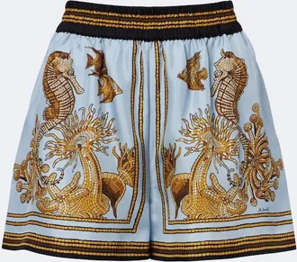 La DoubleJ Pull-Up printed silk twill shorts