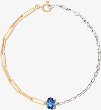 Yvonne Léon 18K Yellow And White Maxi Solitaire Sapphire Bracelet - Womens - Sapphire/9kt Yellow Gold/White Gold