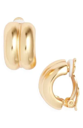 Karine Sultan Double Curve Clip-On Earrings in Gold at Nordstrom
