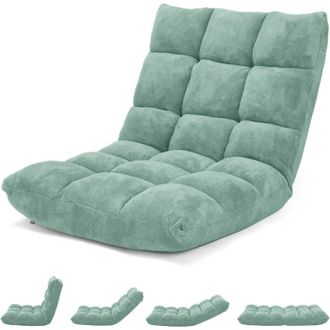 Costway Costway - Sof&aacute; Perezoso Individual Plegable Asiento Coj&iacute;n De Suelo Con Respaldo Silla De Meditaci&oacute;n (verde)