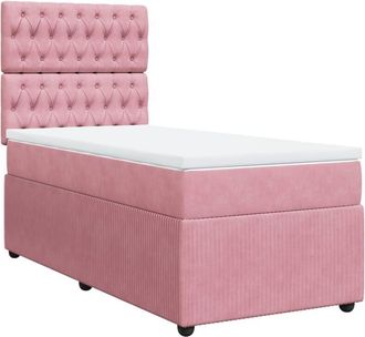 vidaXL Cama Box Spring Con Colch&oacute;n Terciopelo Rosa 80x200 Cm Vidaxl