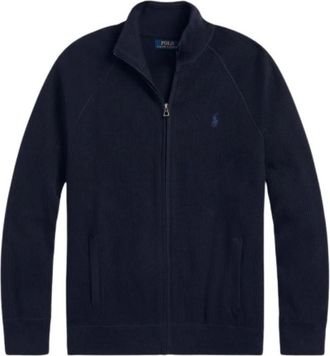 Polo Ralph Lauren Gebreide katoenen rits-trui - Heren - Vesten met rits - Blauw - 2XL - Katoen - Hoodies & sweatvesten
