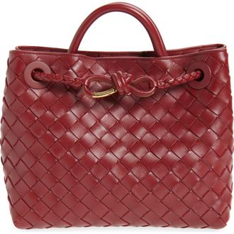 Bottega Veneta Small Andiamo Intrecciato Lambskin Leather Top Handle Bag in 6551 Lava Red-M B at Nordstrom