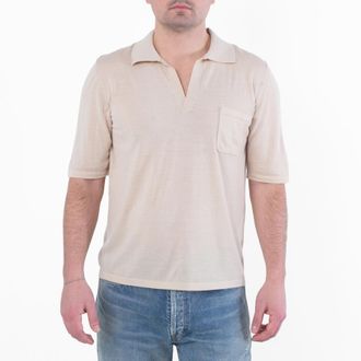 Saint Laurent Cassandre Polo Wool Shirt, Size Large